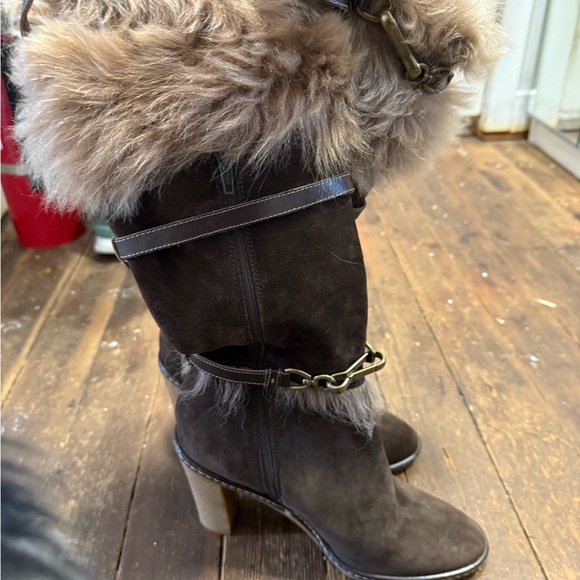 Iconic! Shearling and suede Italian boots with crepe sole. 9.5 - Picture 4 of 8